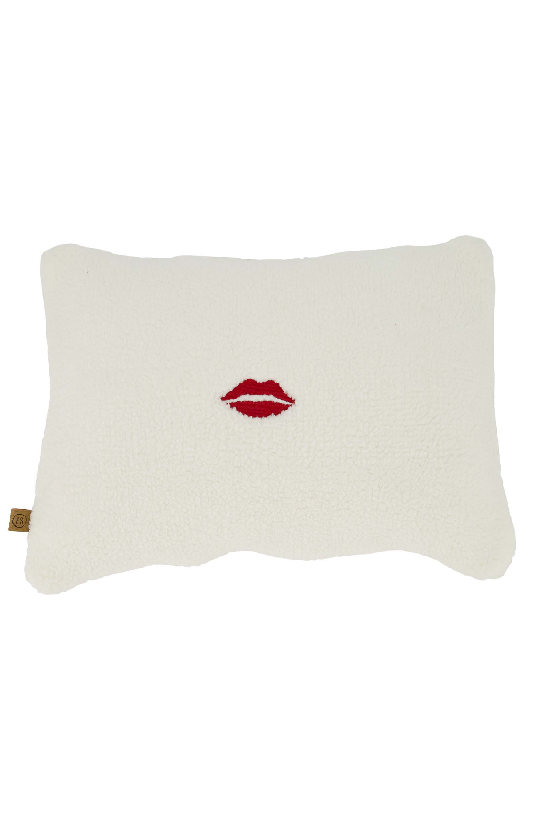 kussen teddy mon cheri 35x25cm wit/rood