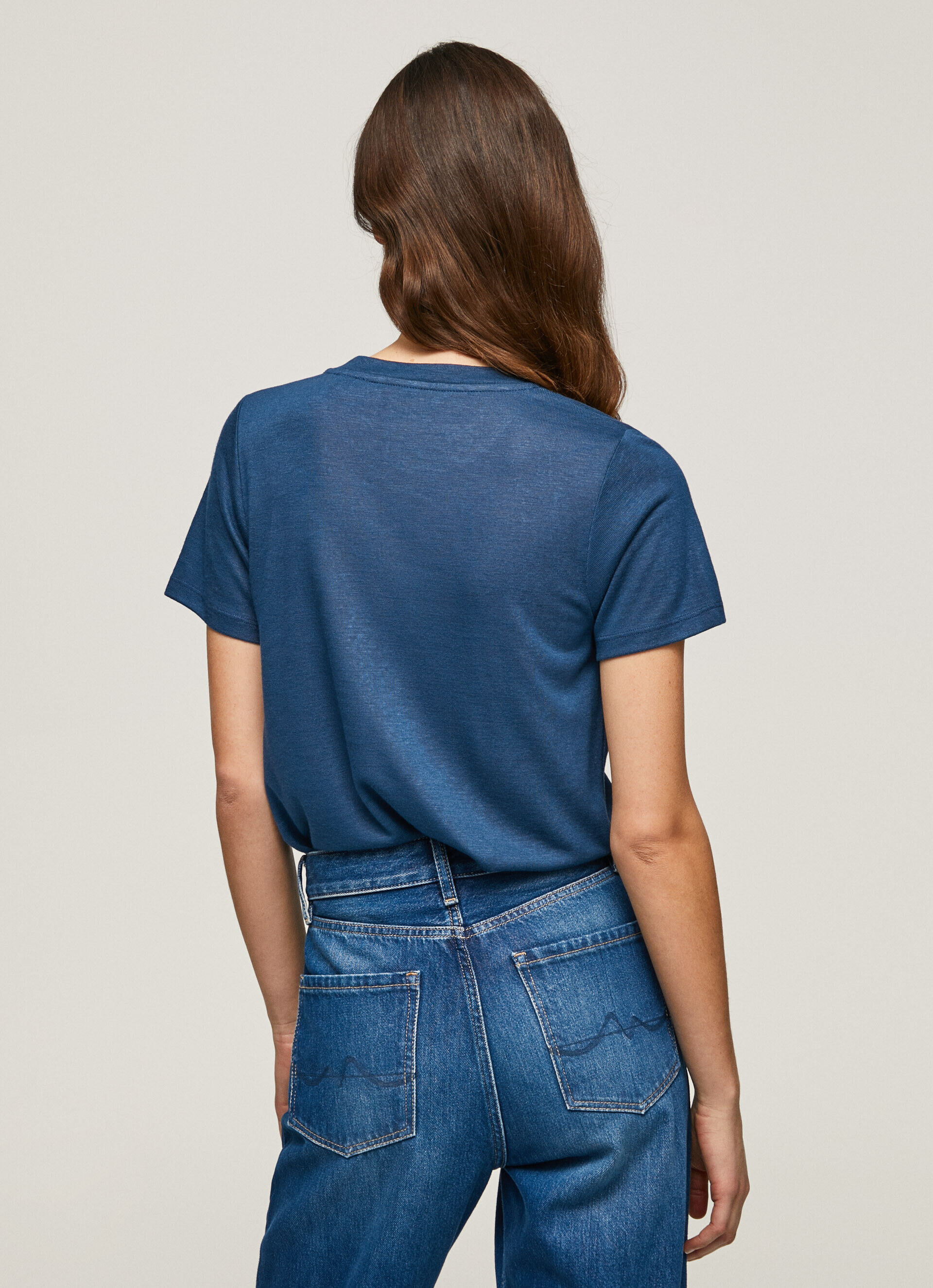 Camiseta Strass com logo estampado - azul oceano