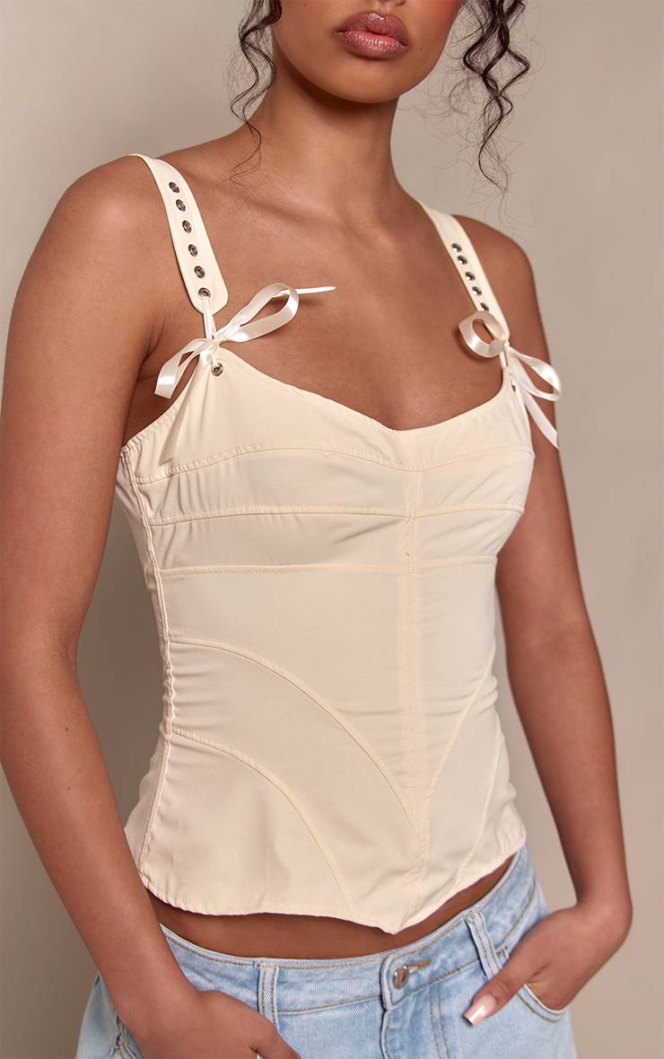 Citron Corset En Peau De Pêche Avec Détails Œillets