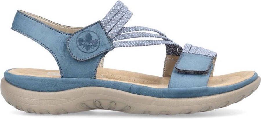 Rieker Blauwe Comfort Sandaal met Klittenbandsluiting Blue Dames