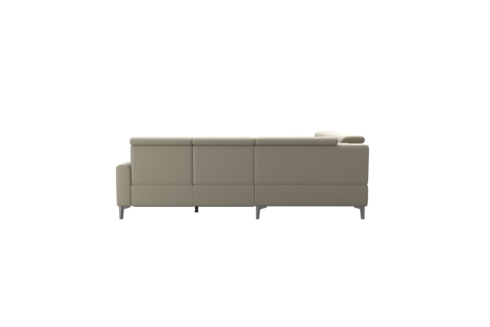 Anna C22 hjørnesofa (PMCMP) Hud Paloma Light Grey med A1 arm og polerte organiske alu ben, 14 cm. (Power-Manual-CornerManual-Manual-Power)