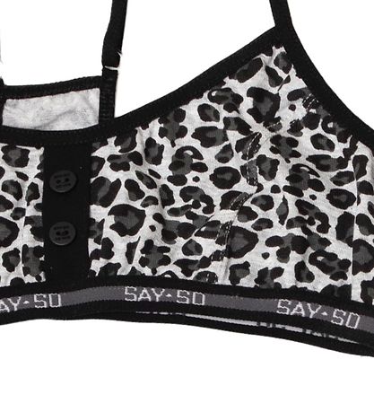 Say-So Top - Grau Meliert m. Leopard