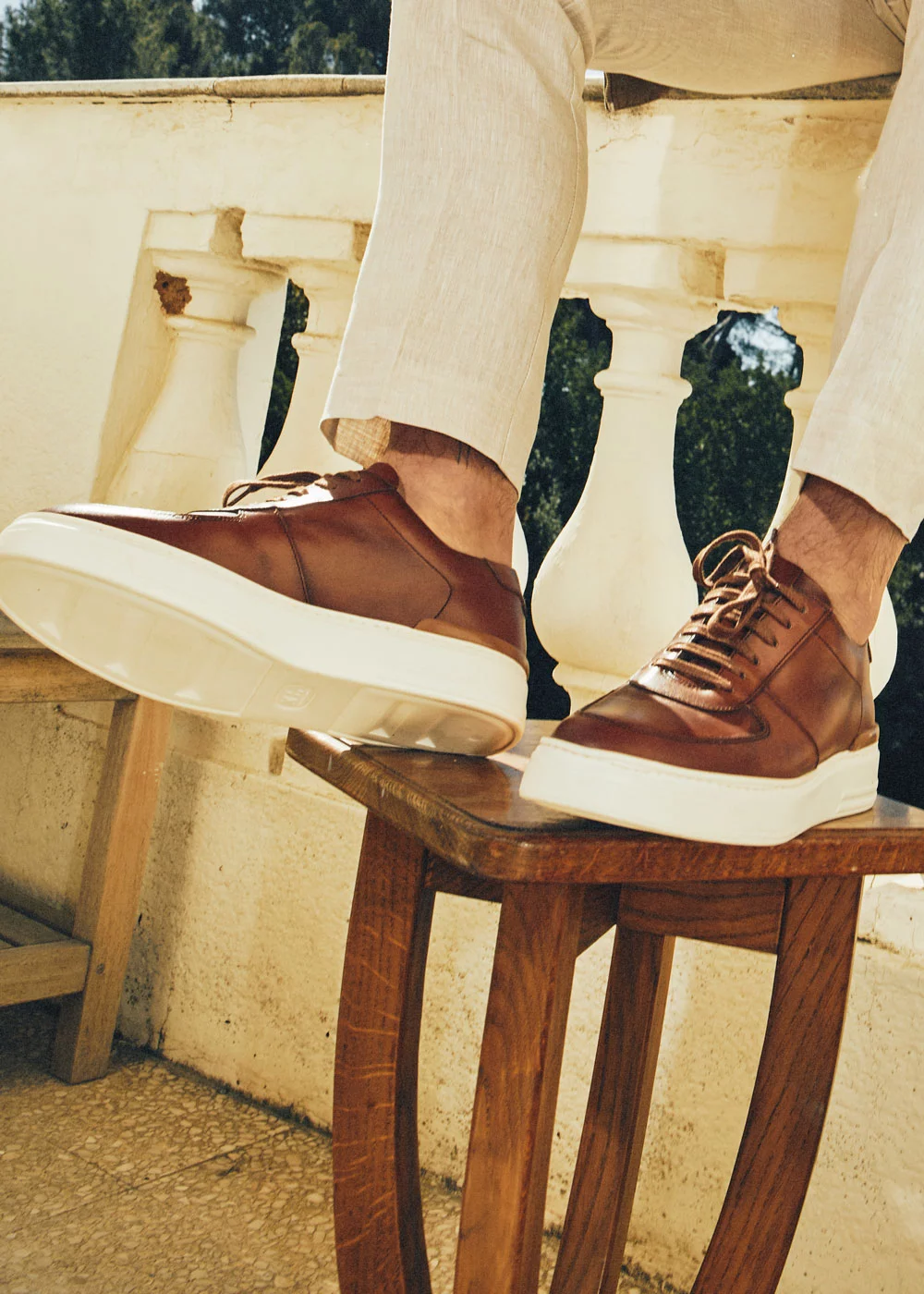 SNEAKERS SABATO CUIR MARRON