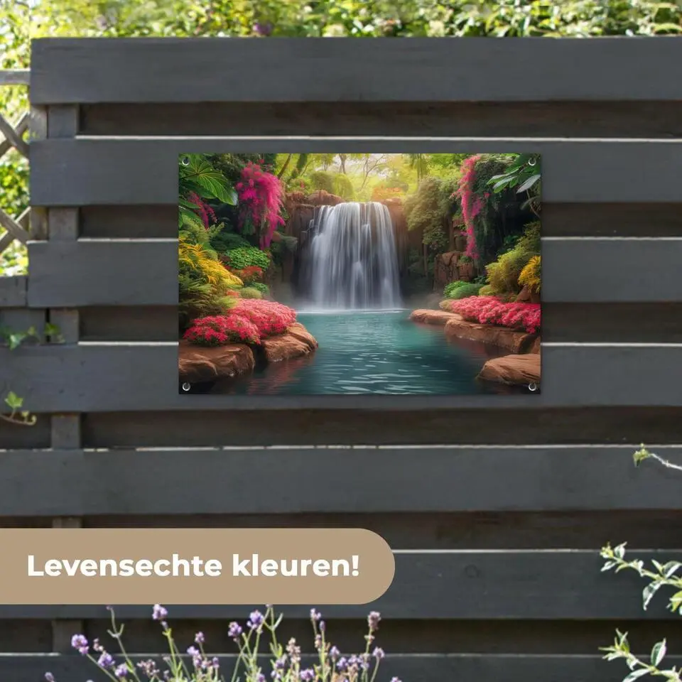 MuchoWow Tuinposter 90x60cm Waterval Natuur Planten Jungle