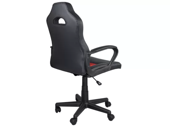 Chaise gamer junior hauteur réglable siège simili pivotant accoudoir rembourré WAN (Noir rouge)