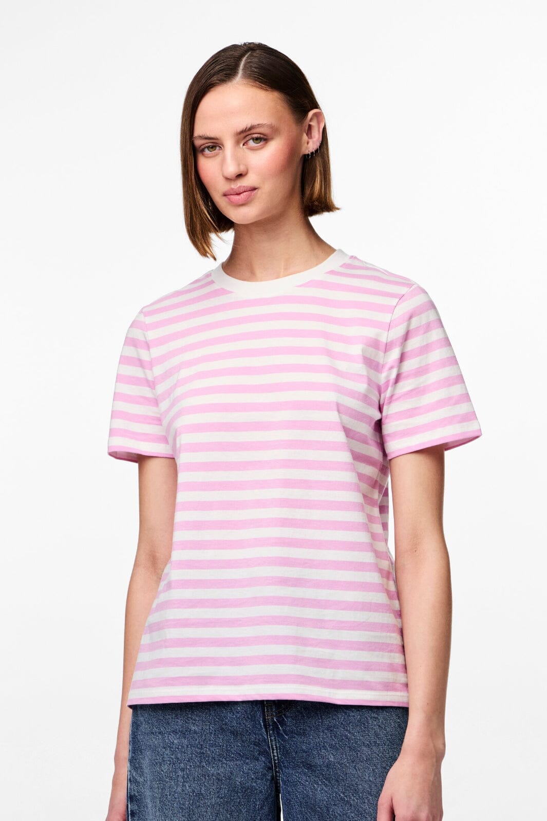Pieces Pcria Ss Tee Stripes 4474679 pastel lavender bright white