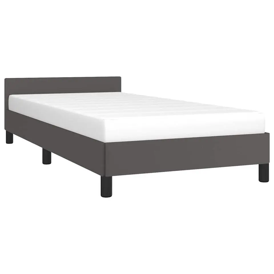 vidaXL - Eenpersoonsbed met hoofdeinde zonder matras - Grijs - 90x200 cm