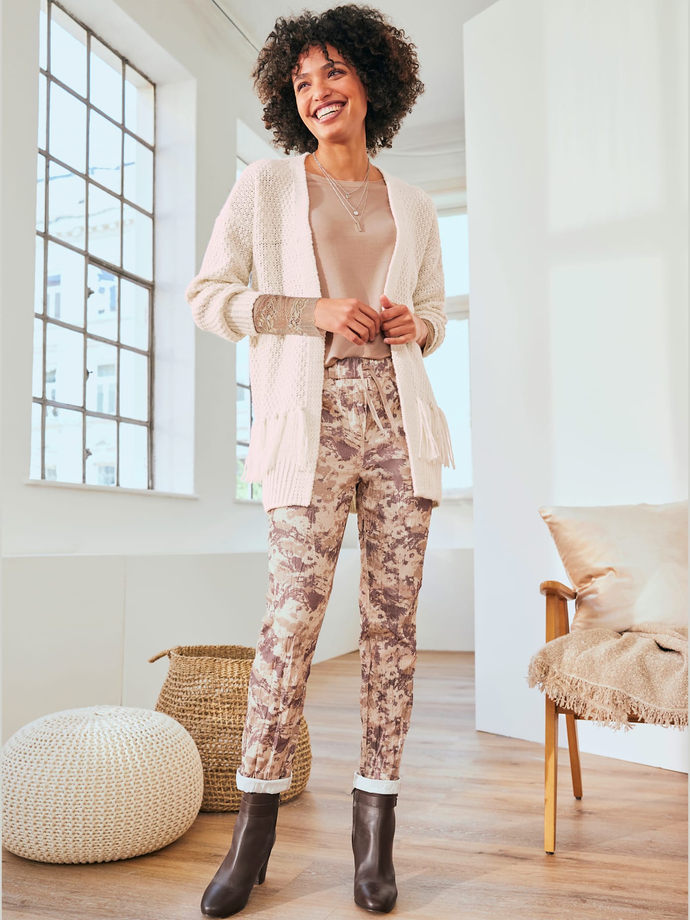 Pantalon imprimé ceinture élastique confortable