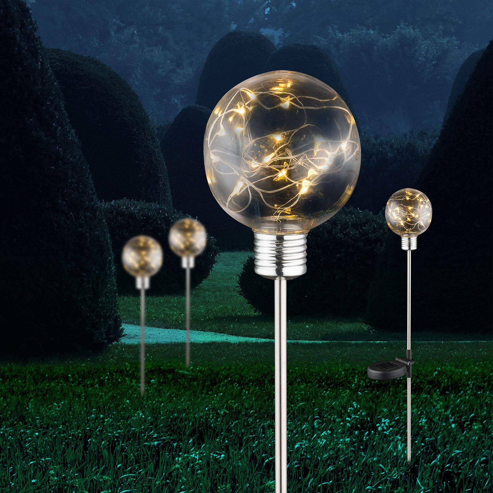 Solar-LED-Erdspieß - Metall-Kunststoff - 72 cm hoch