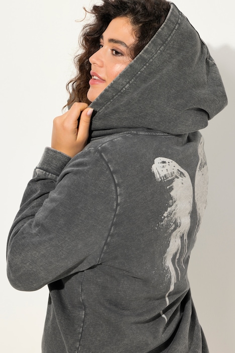 Hoodie-Jacke, Vintage, Rückenmotiv, Kapuze