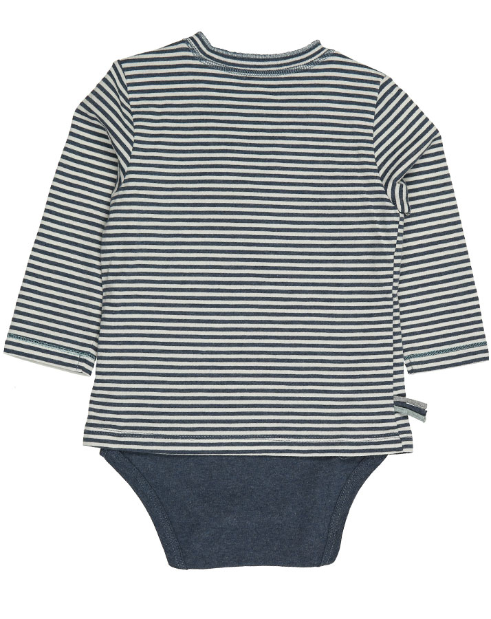Langarm-Bodyshirt ELYA gestreift in indigo melange
