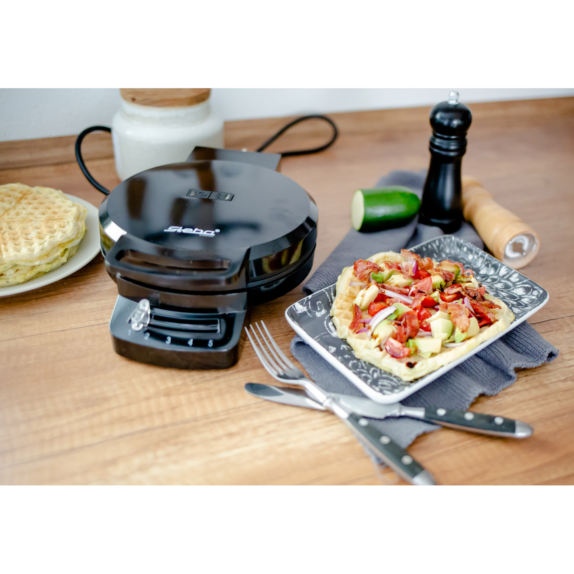 STEBA Waffeleisen WE 1 - schwarz - für 5 Herzwaffeln