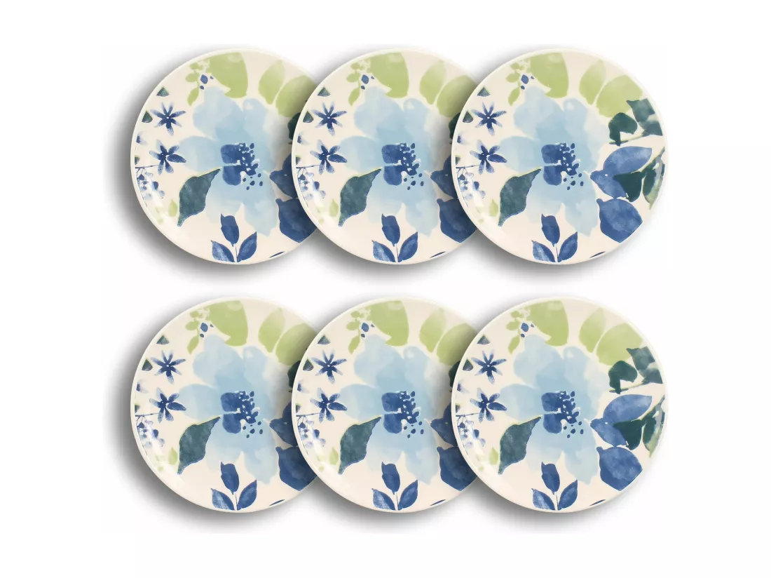 Novastyl - Lot 6 Assiettes A Dessert Bleuet 19cm En Gres
