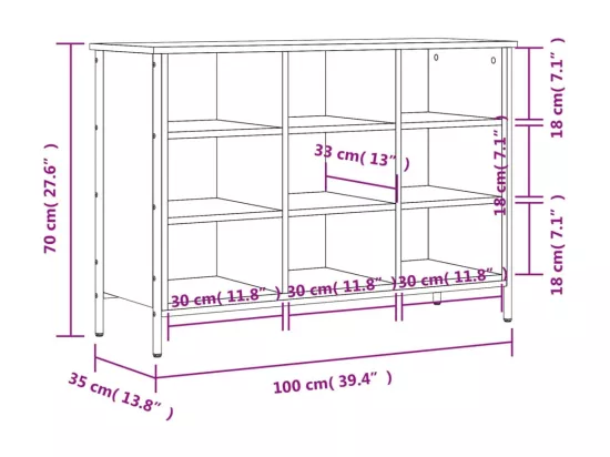 Armoire à chaussures chêne sonoma 100x35x70 bois d'ingénierie