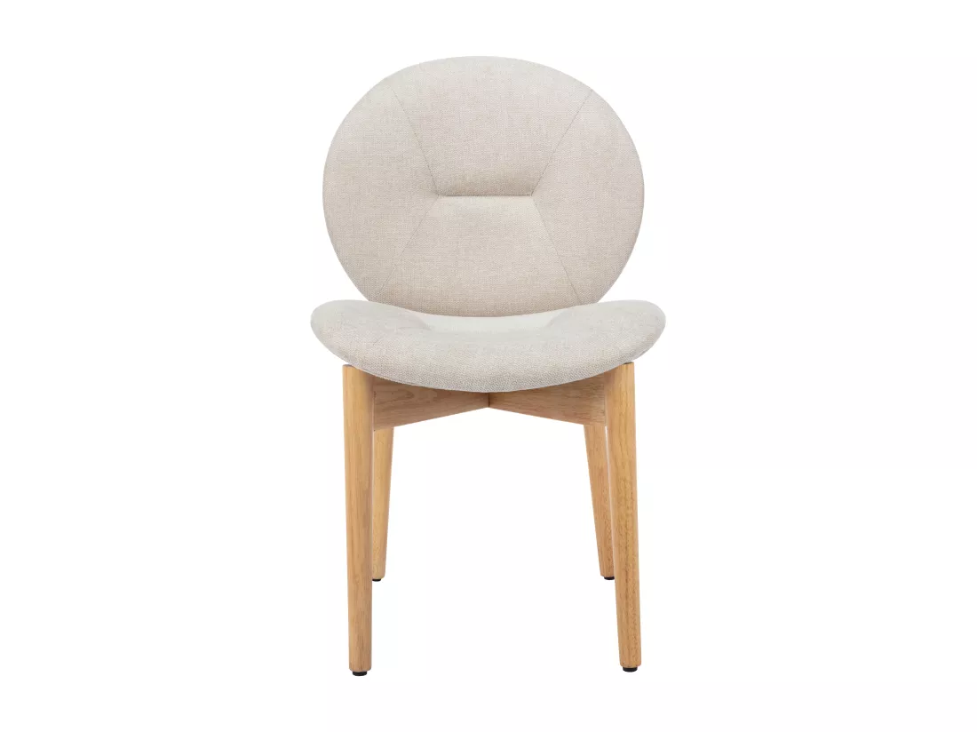Lot de 6 chaises en tissu et bois d'hévéa - Beige - ISADIO