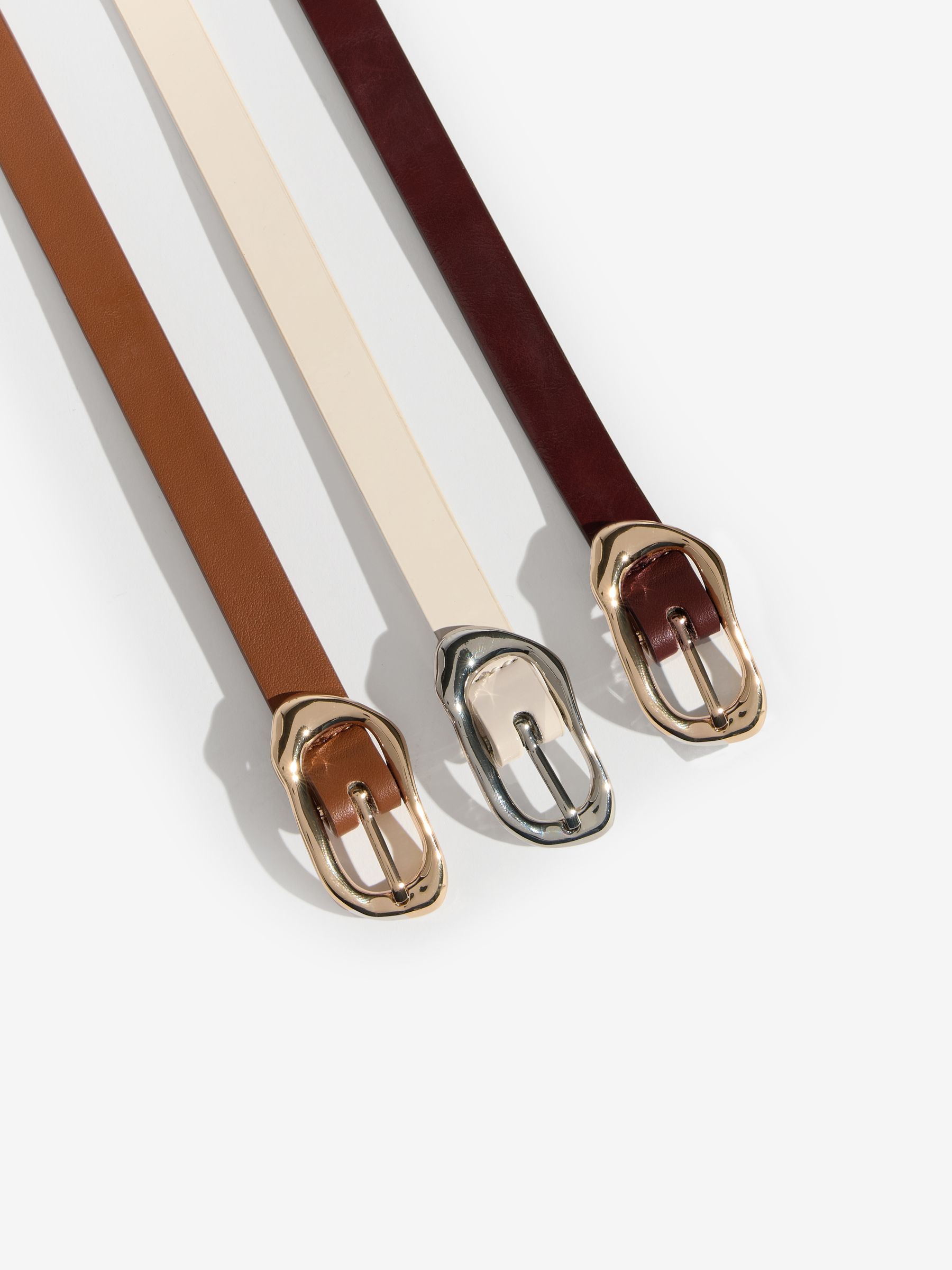 Choc Tan and Cream - Lipsy Skinny Belts 3 Pack