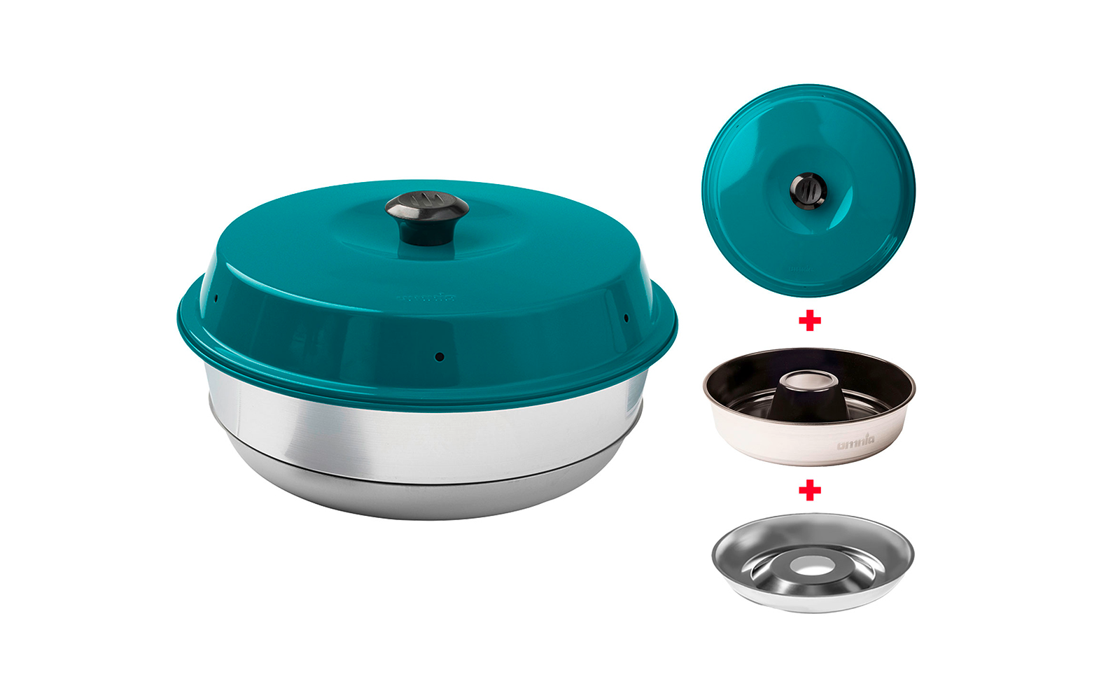 Omnia Campingbackofen Set 3-teilig mit Classicform Antihaftbeschichtung 2 Liter Blau