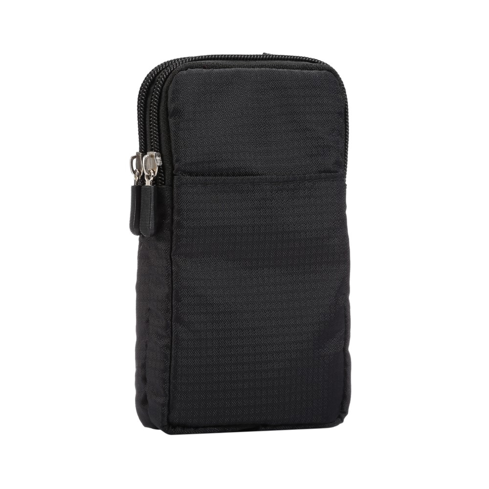 (180x100x35mm) Spritzwasserfeste Universal Nylon Tasche mit Gürtelclip und Karabinerhaken - Schwarz