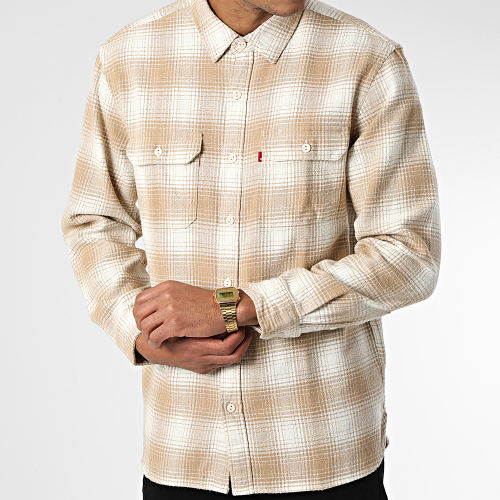 Chemise Manches Longues A Carreaux 19573 Beige