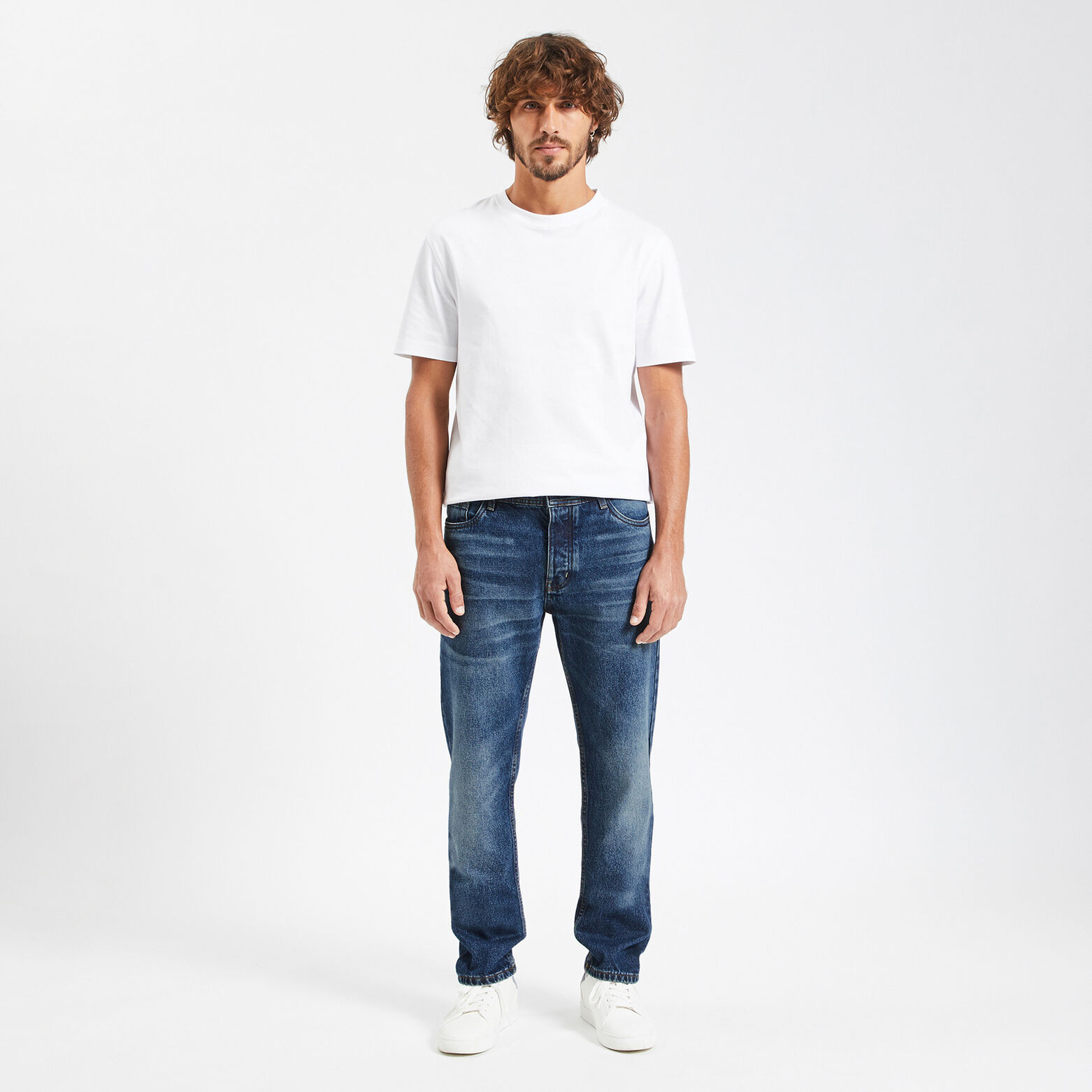 Jean straight authentique lavé Bleu moyen