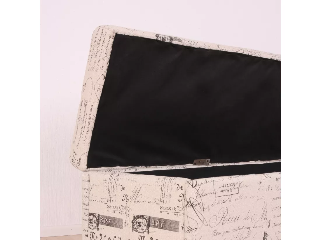 Coffre de rangement Kriens, crème / jacquard noir