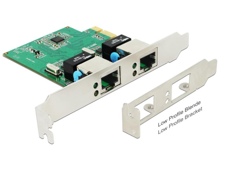 Delock Netzwerkkarte 2 Ports, 1Gbps Realtek RTL8111H Chipsa Delock PCI Express Karte zu 2 x Gigabit LAN