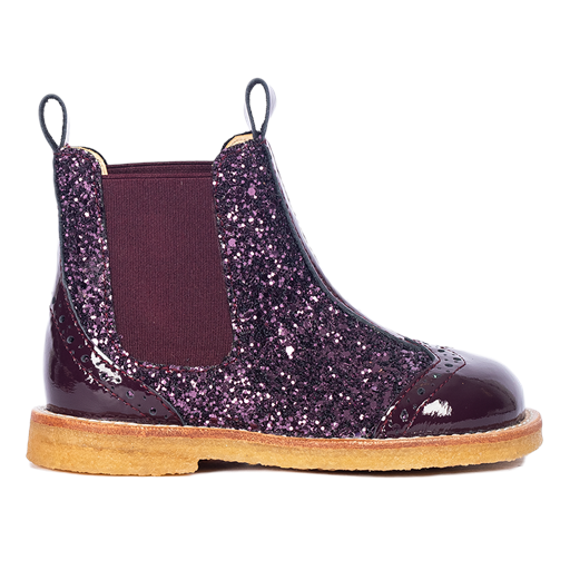 Angulus 6320-102 Chelsea Glitter Støvler, Aubergine/Aubergine Glitter, 28