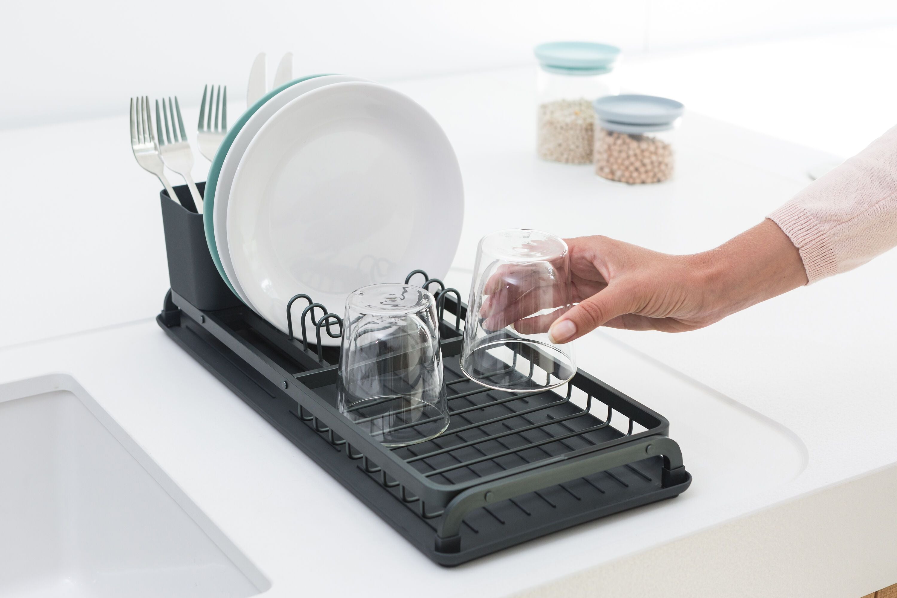 brabantia SINKSIDE Geschirrabtropfständer - Dunkelgrau / B: 46.3 cm x T: 20.0 cm x H: 12.6 cm