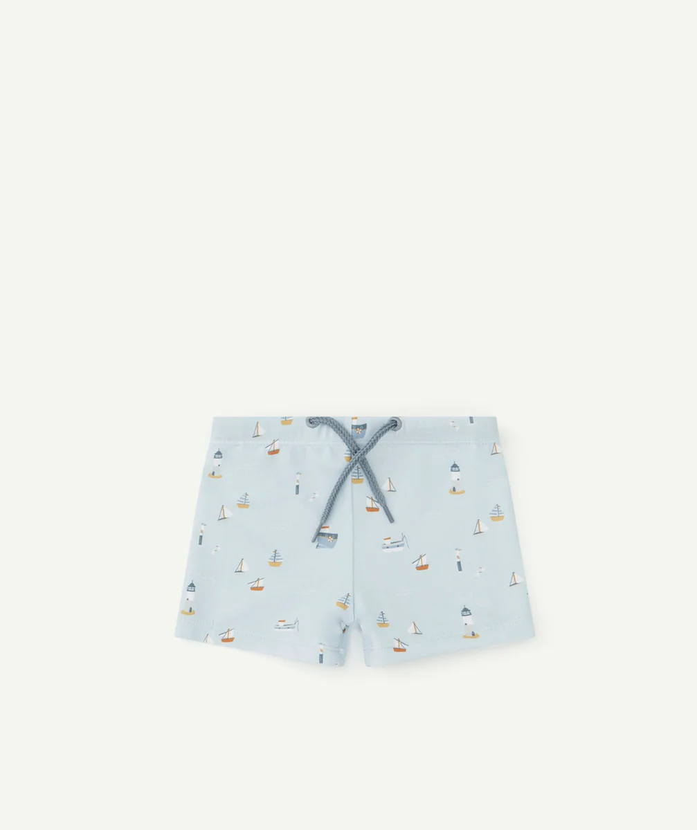 LITTLE DUTCHSHORT DE BAIN BÉBÉ BLEU AVEC BATEAUX EN POLYESTER RECYCLÉ