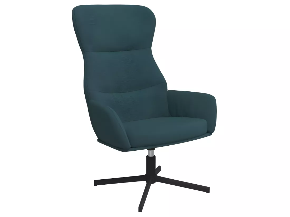 Chaise de relaxation avec tabouret Bleu Velours