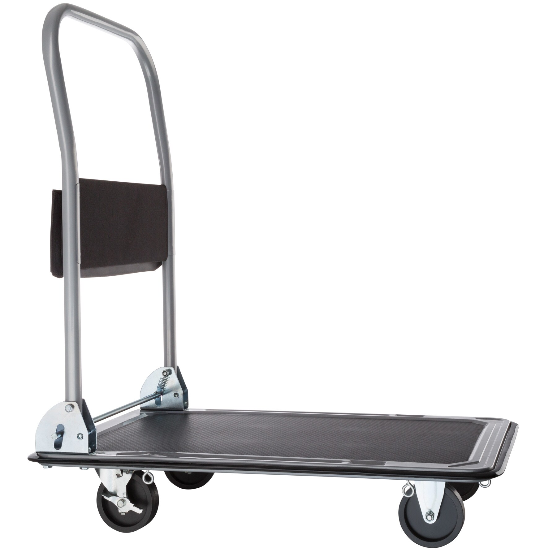 tectake® Plattformwagen, klappbarer Handgriff mit Aufbewahrungsfach, rutschfeste Auflage und gummierter Kantenschutz, Ladefläche 73 x 47 cm
