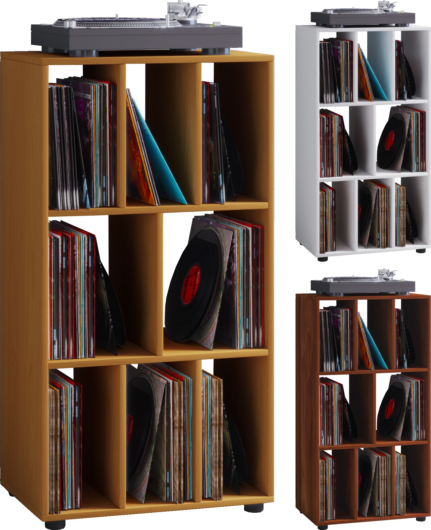 VCM Holz Schallplattenregal Raumteiler LP Medienregal Archivierung Schaltino
