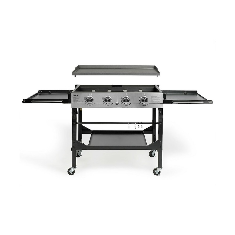 Plancha gaz 4 brûleurs sur desserte