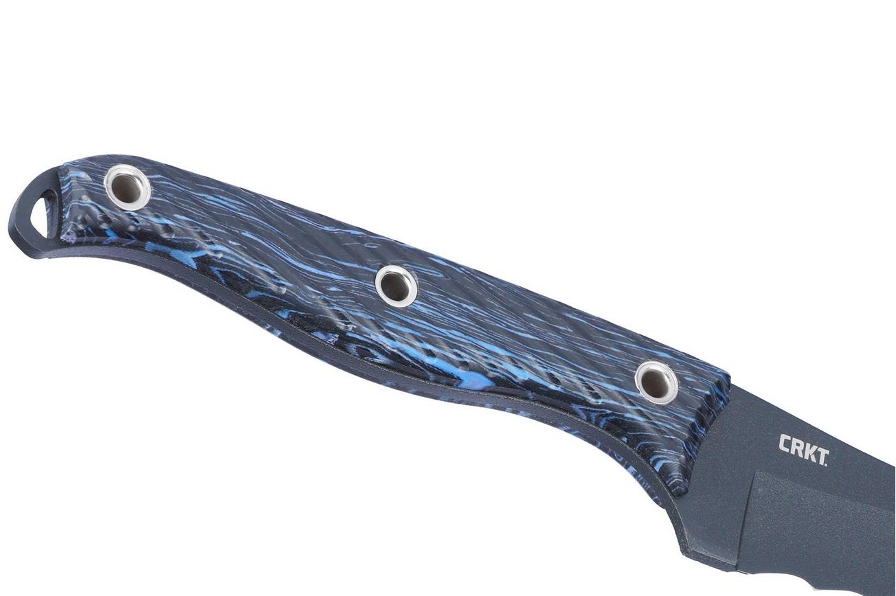 CRKT Clever Girl, Veff Serrations 2709B Blue Black G10 vaststaand mes, Austin McGlaun design