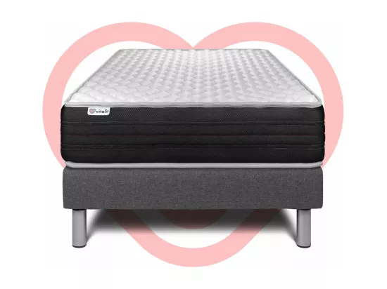 Ensemble VITALMEMO ONE 90 x 200 cm sommier Kit gris