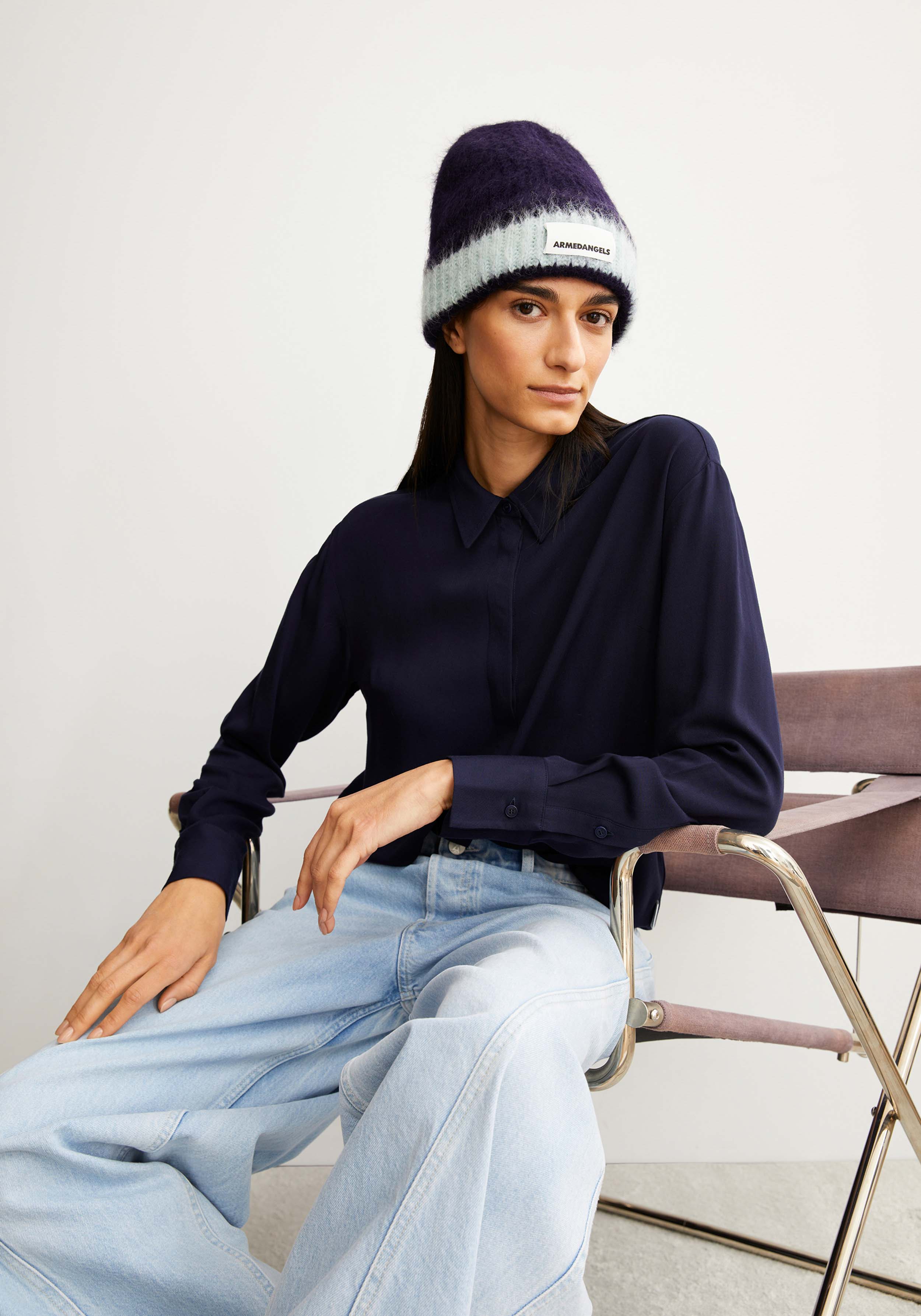 Armedangels Bluse Larisaana Longsleeve Tinted Navy