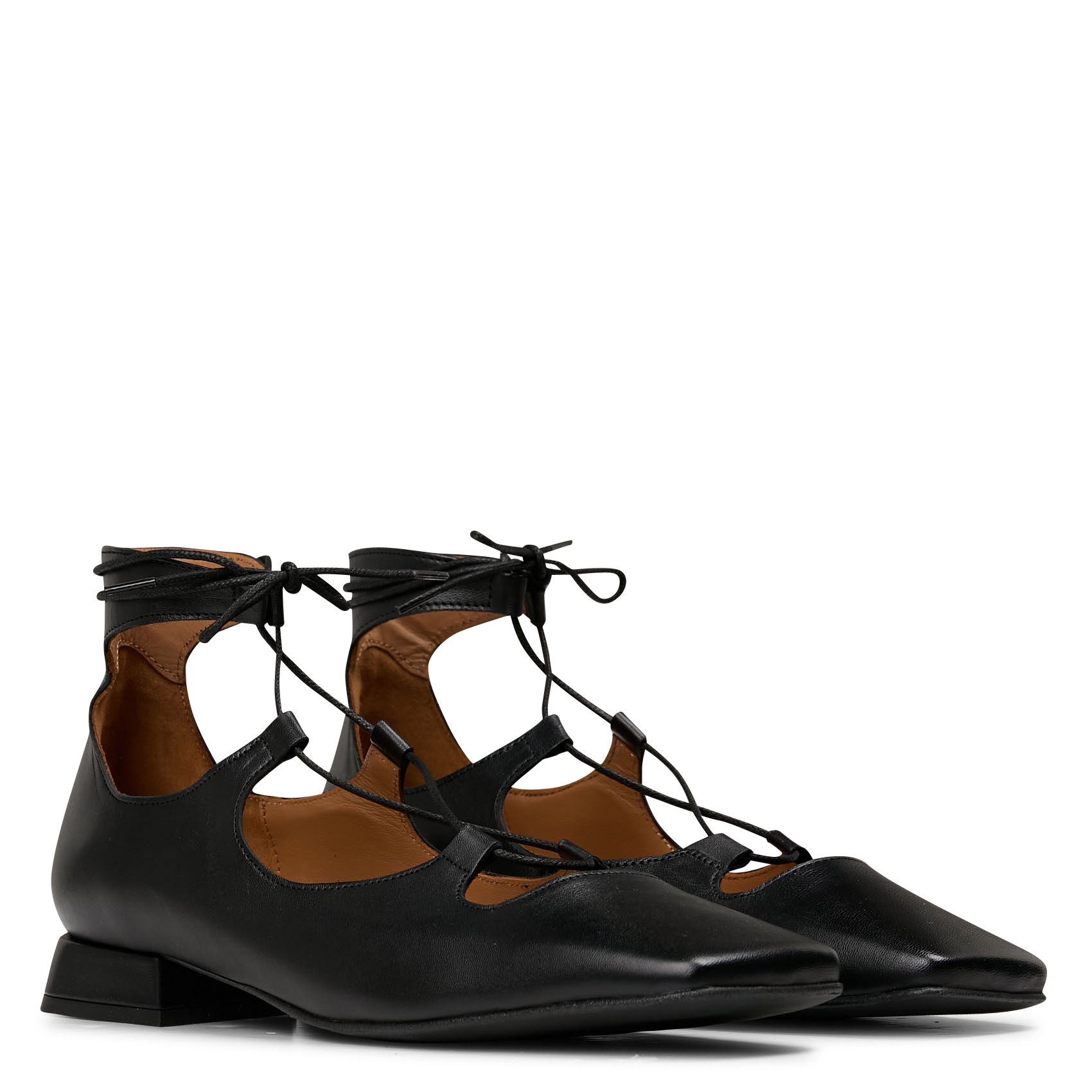 Ballerines en cuir mélangé | Noir