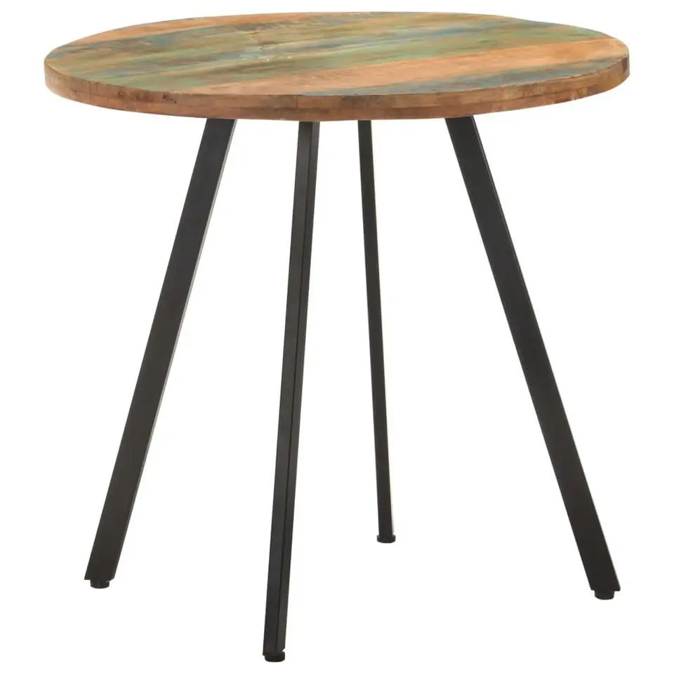 vidaXL Eettafel - Ronde tafel - Massief gerecycled hout en ijzer - Ø80 cm