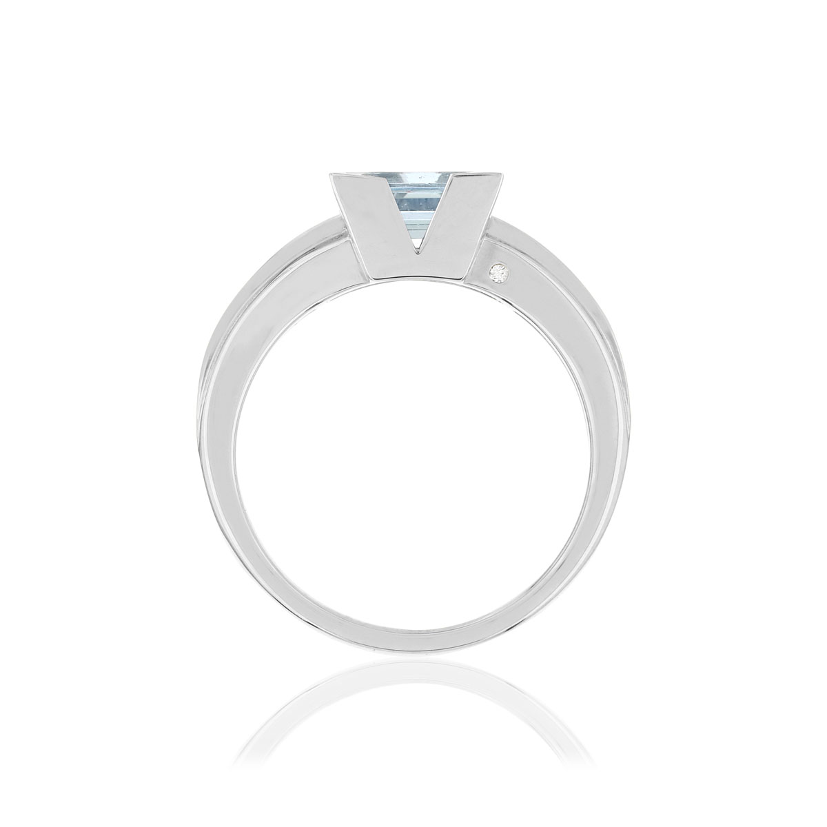 Bague VAN BRILL or blanc 750, aigue-marine, diamants.