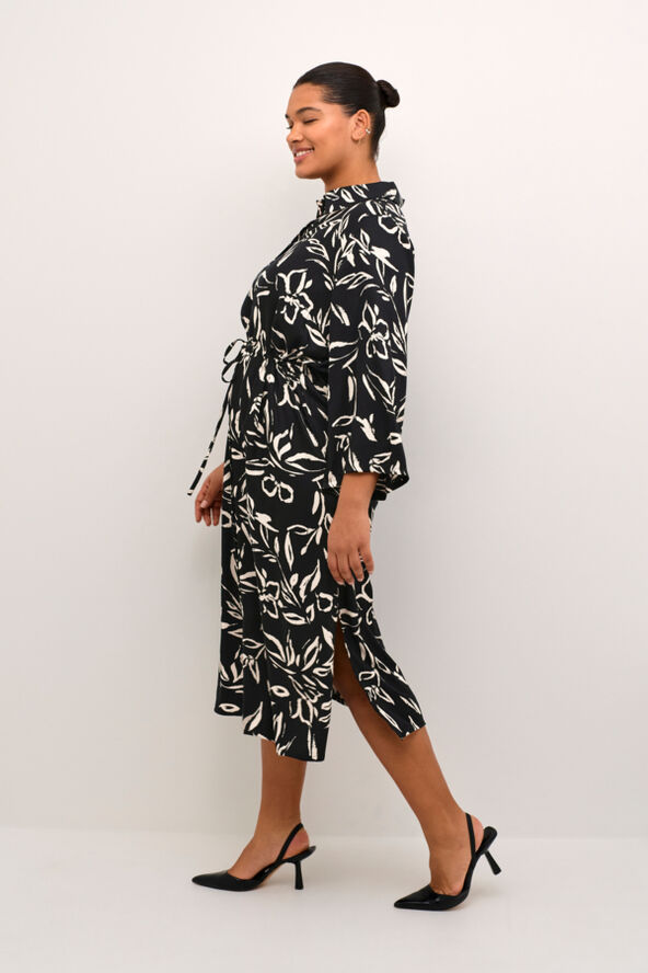 Kaffe Curve KCflora Shirt Dress Black/sand painted flower