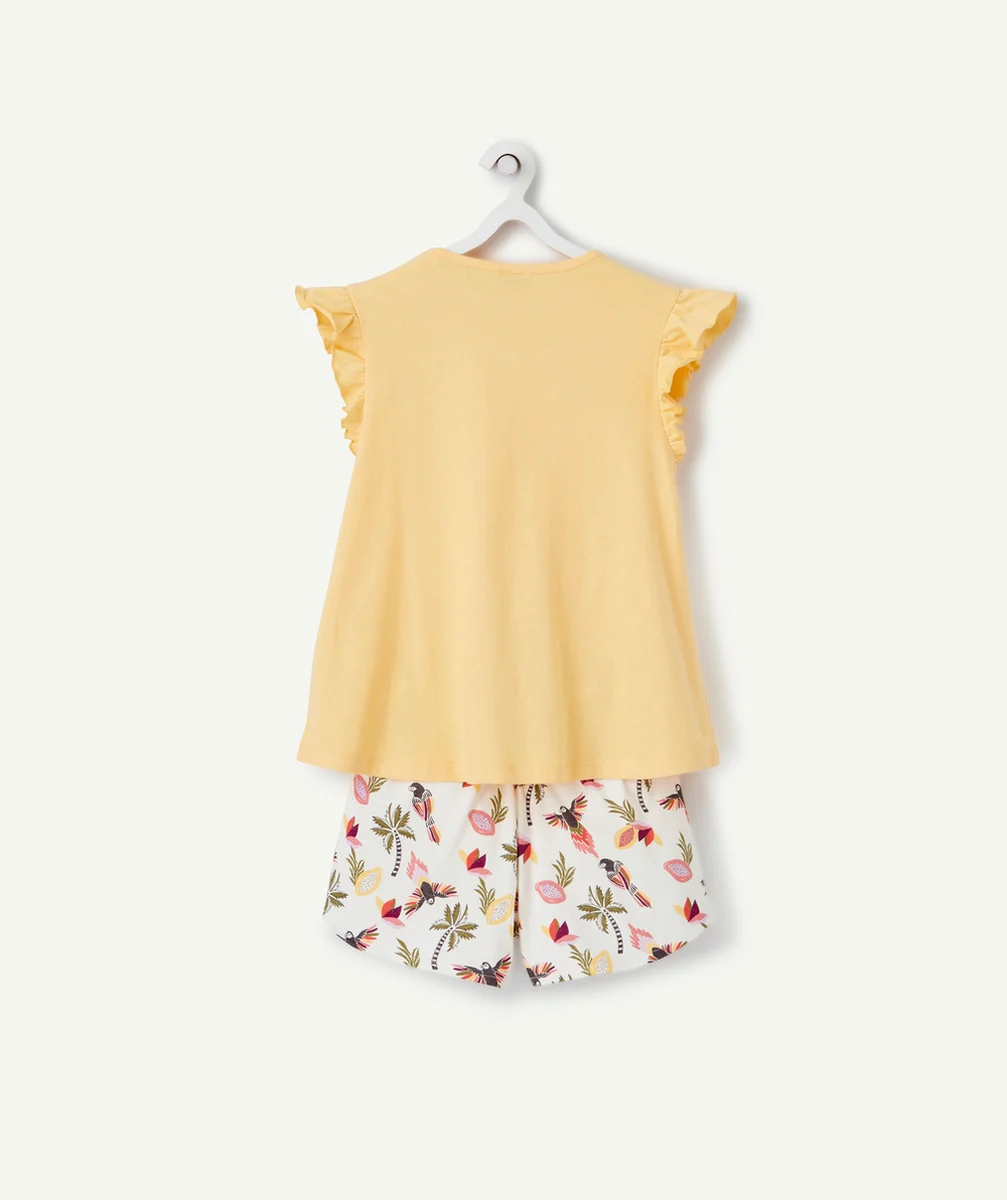 PYJAMA FILLE EN FIBRES RECYCLÉES JAUNE ET IMPRIMÉ AVEC MESSAGE
