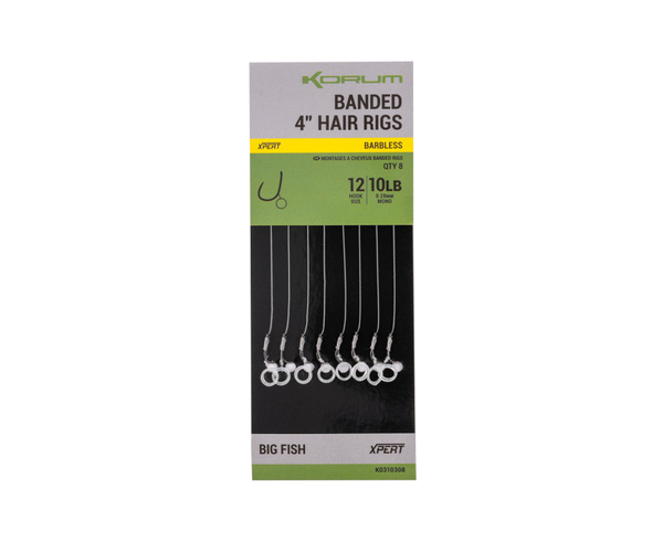 Korum Banded Hair Rigs Sans Ardillon 10cm (8 Pièces)