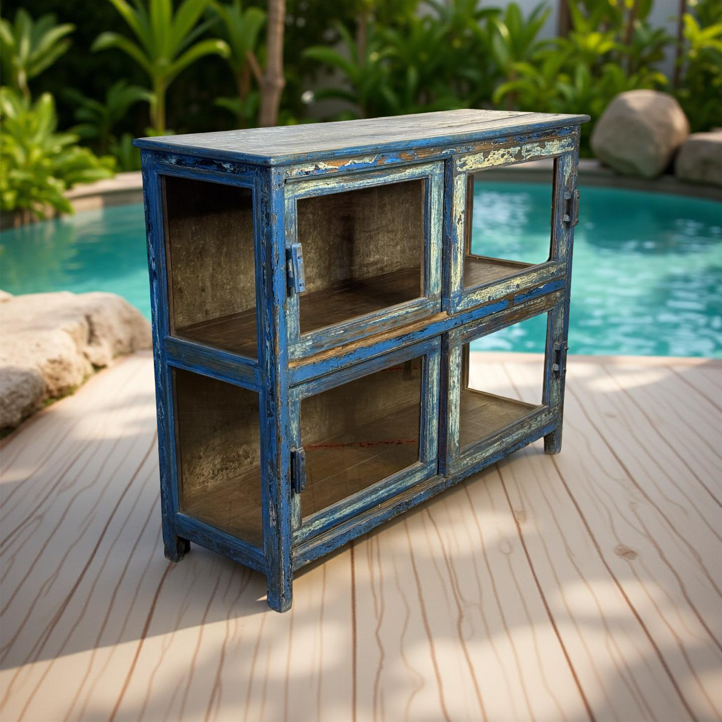 Dressoir 2 deuren blauw origieel