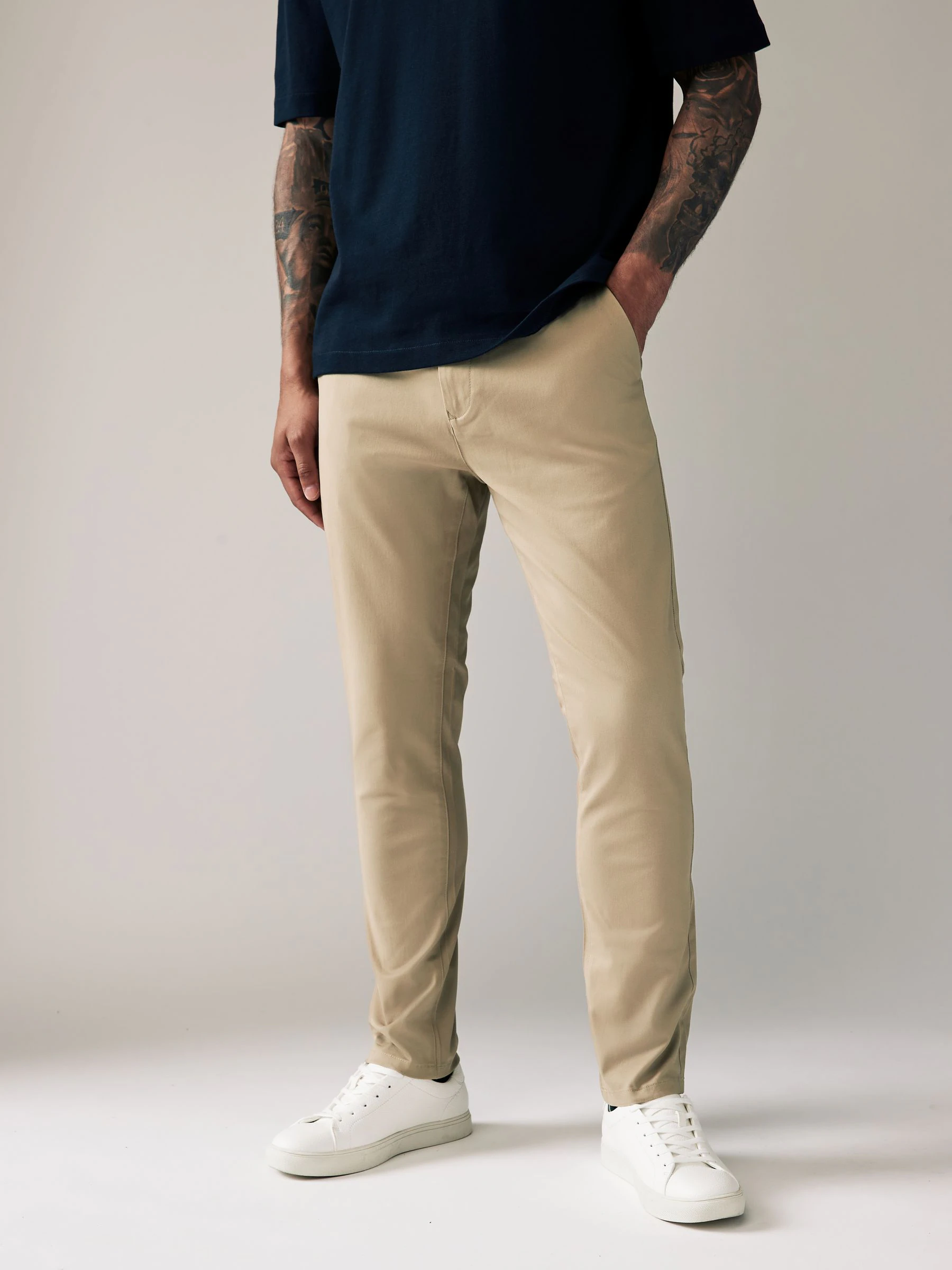 Pastelgeel - Skinny-fit stretchchino