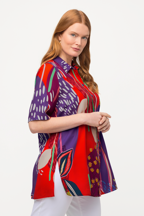 Long-Hemdbluse, Lyocell, Hemdkragen, Halbarm