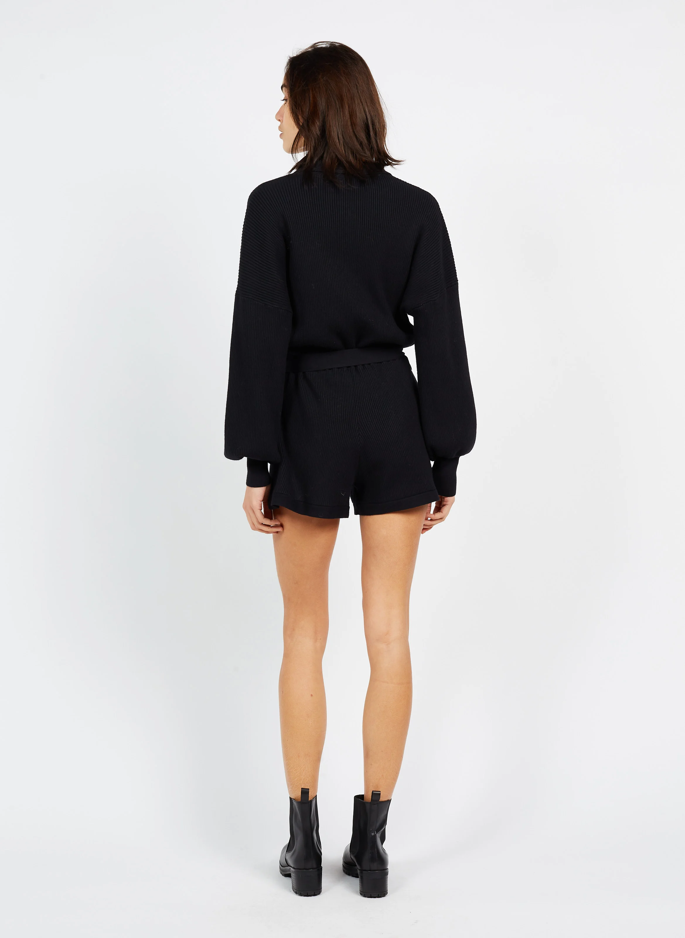 JOHNETTA - Combishort ceinturé en nylon mélangé| Noir