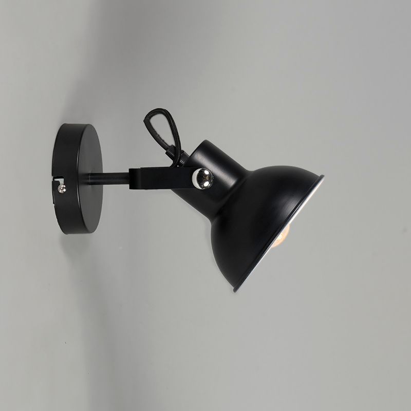Industriële wand- en plafondlamp zwart kantelbaar - Guida