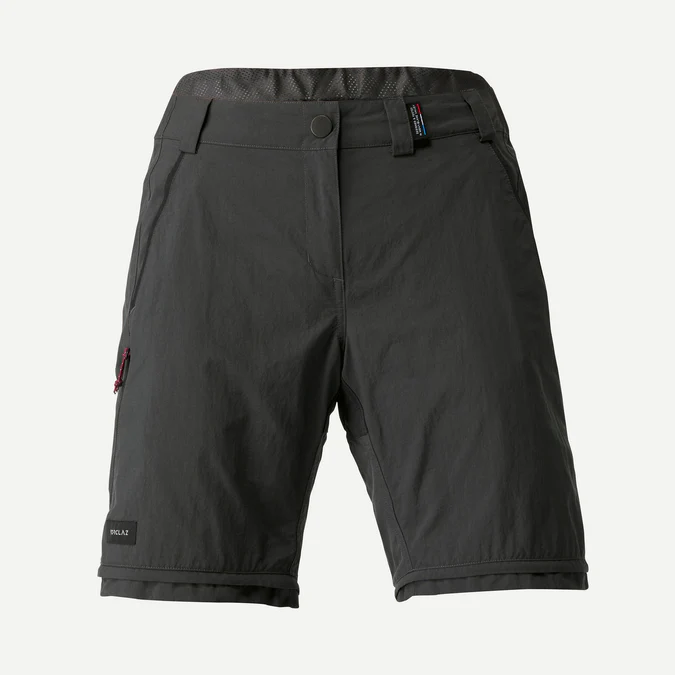 Decathlon Forclaz - Calça de caminhada feminina Forclaz MT100 2 em 1 com zíper