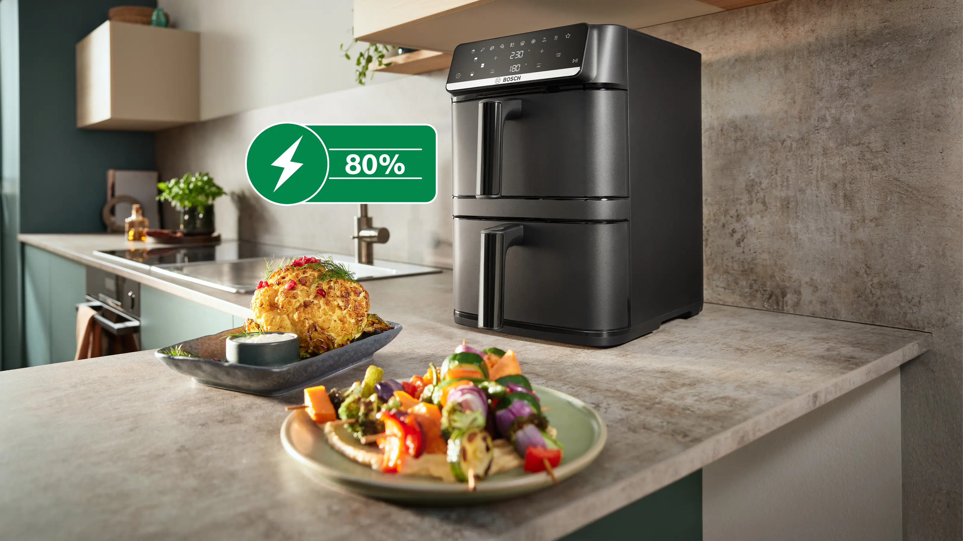 Serie 6 Double Stack Drawer Air Fryer Zwart