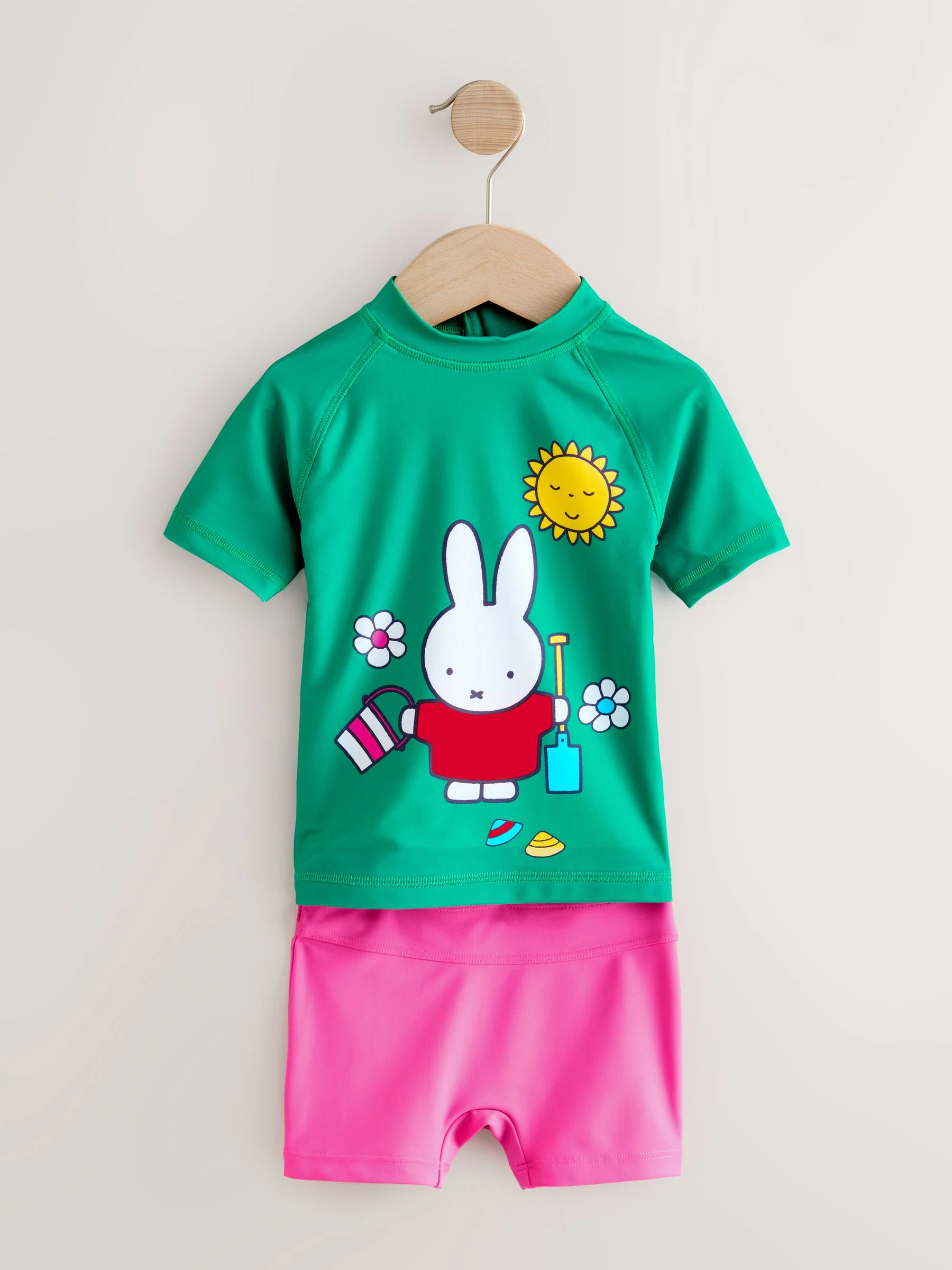 Groen/roze - Miffy-zonbeschermende set van surfhemdje met licentie (3mnd -7jr)